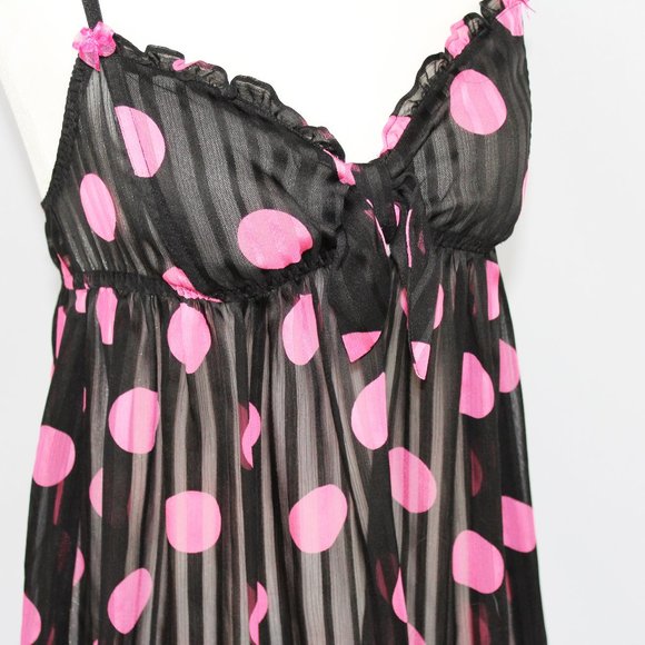 NWOT Betsey Johnson Intimates Babydoll Black & Pink Gorgeous Nightie S - Picture 5 of 7